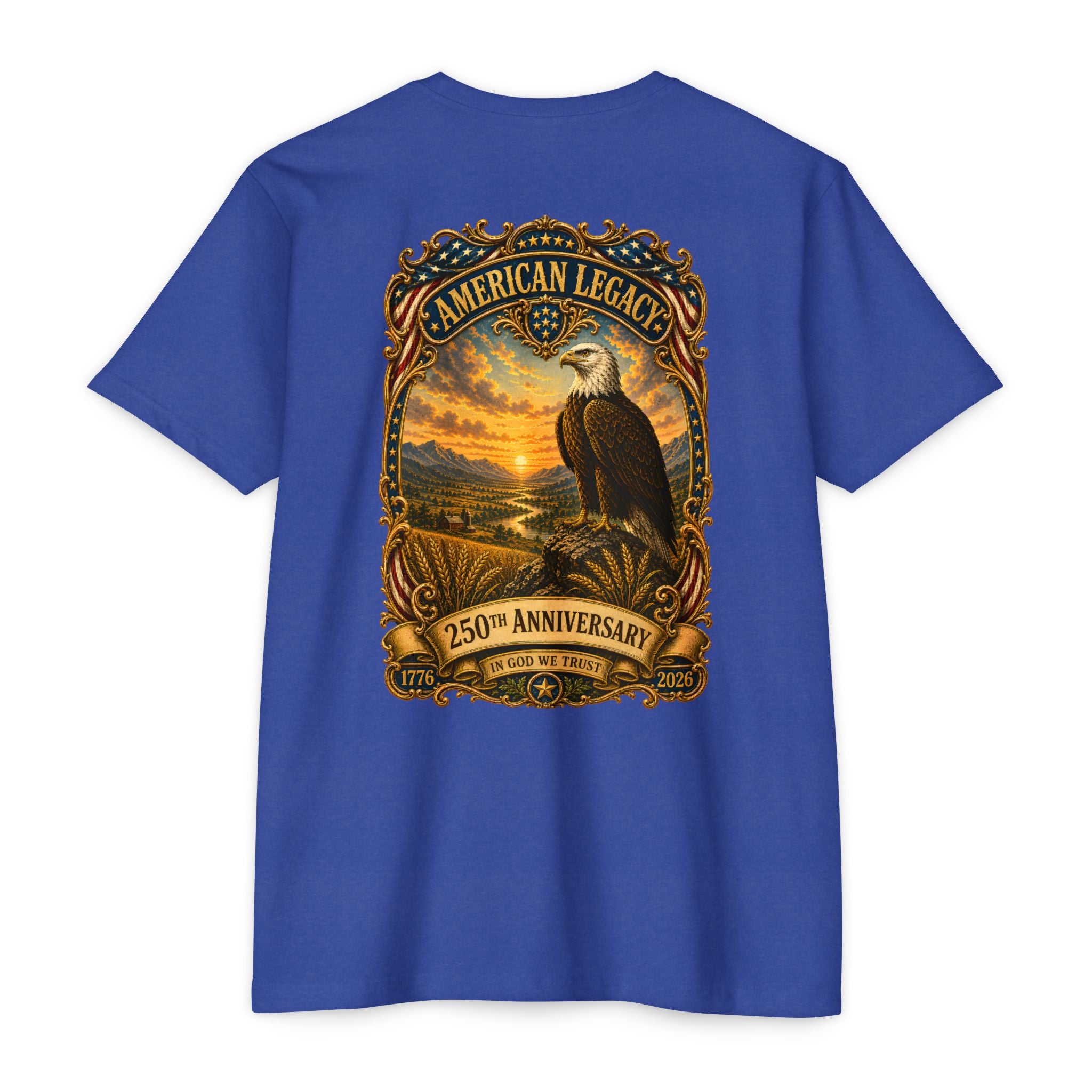 Heritage Print Co - American Legacy - USA 250th Anniversary with Eagle - 4th of July - Next Level 6210 CVC Super Soft T-Shirt