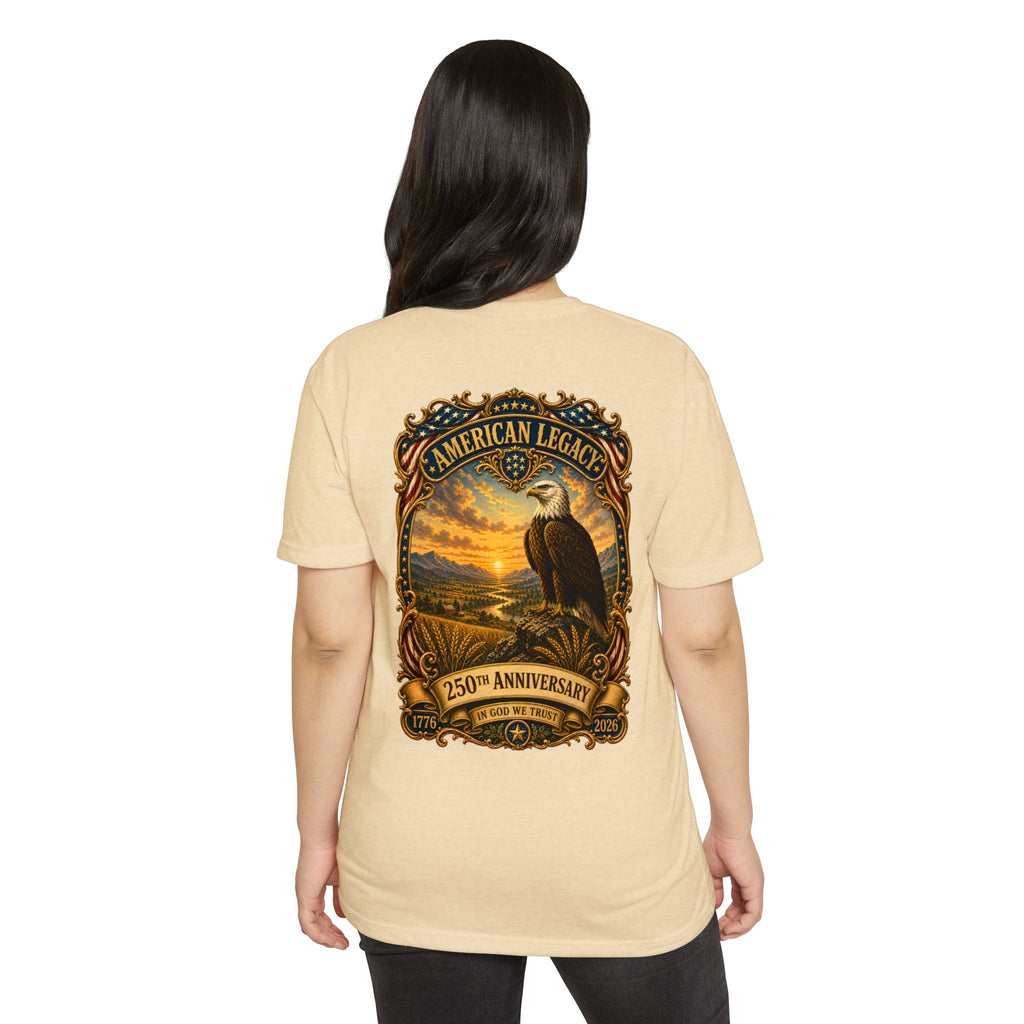Heritage Print Co - American Legacy - USA 250th Anniversary with Eagle - 4th of July - Next Level 6210 CVC Super Soft T-Shirt