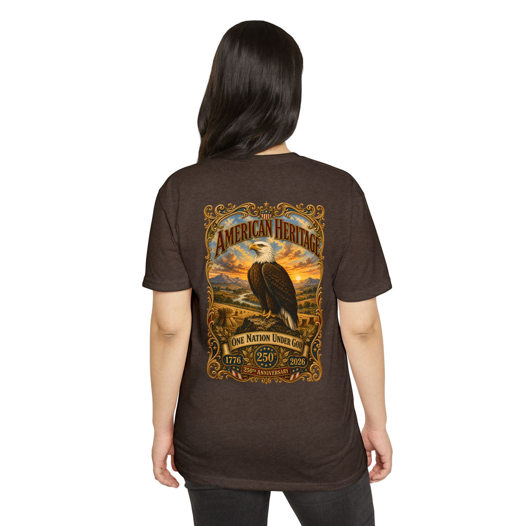 Heritage Print Co - American Heritage - One Nation Under God with Eagle - USA 250 Years - 4th of July - Next Level 6210 CVC Super Soft T-Shirt