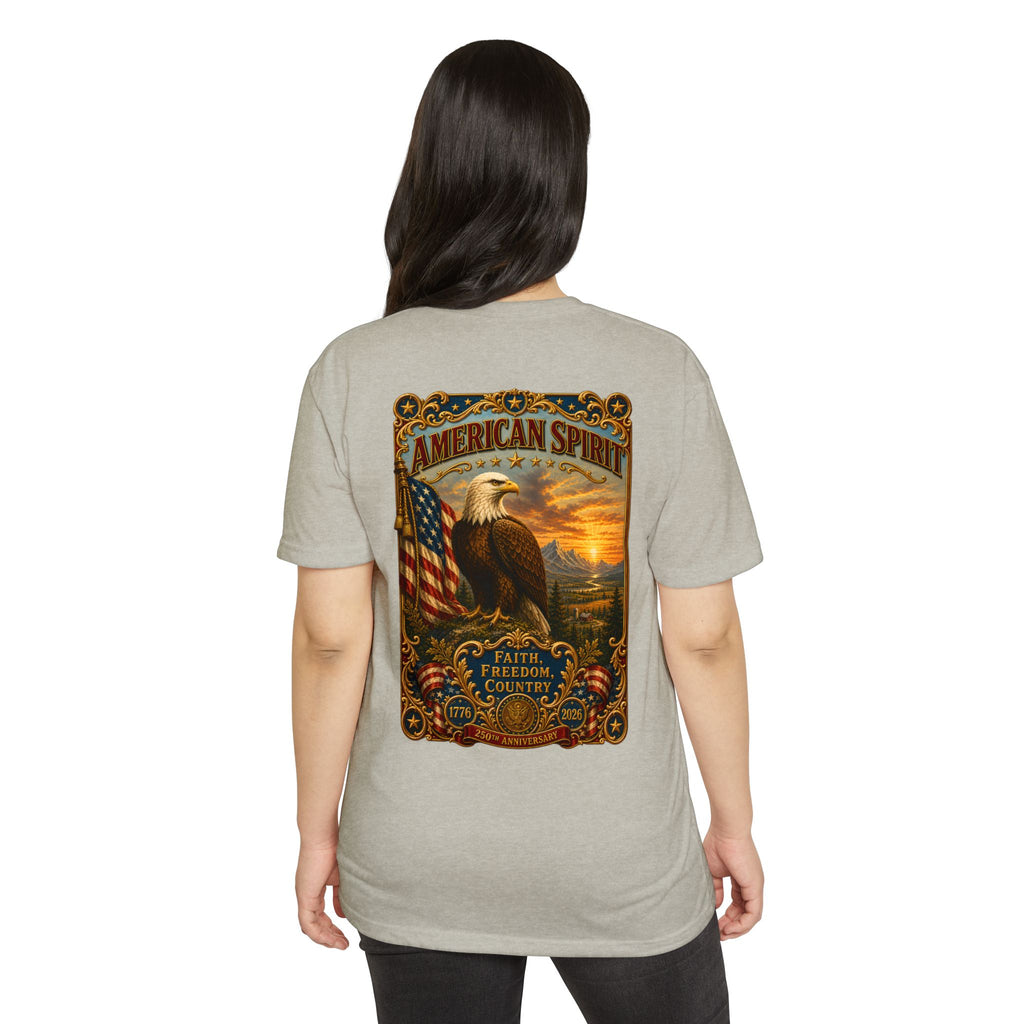 Heritage Print Co - American Spirit - Faith Freedom Country with Eagle - USA 250 years - 4th of July - Next Level 6210 CVC Super Soft T-Shirt