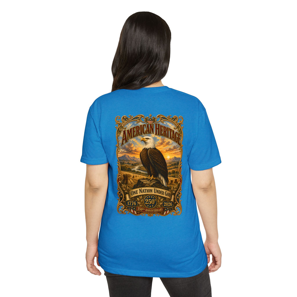 Heritage Print Co - American Heritage - One Nation Under God with Eagle - USA 250 Years - 4th of July - Next Level 6210 CVC Super Soft T-Shirt