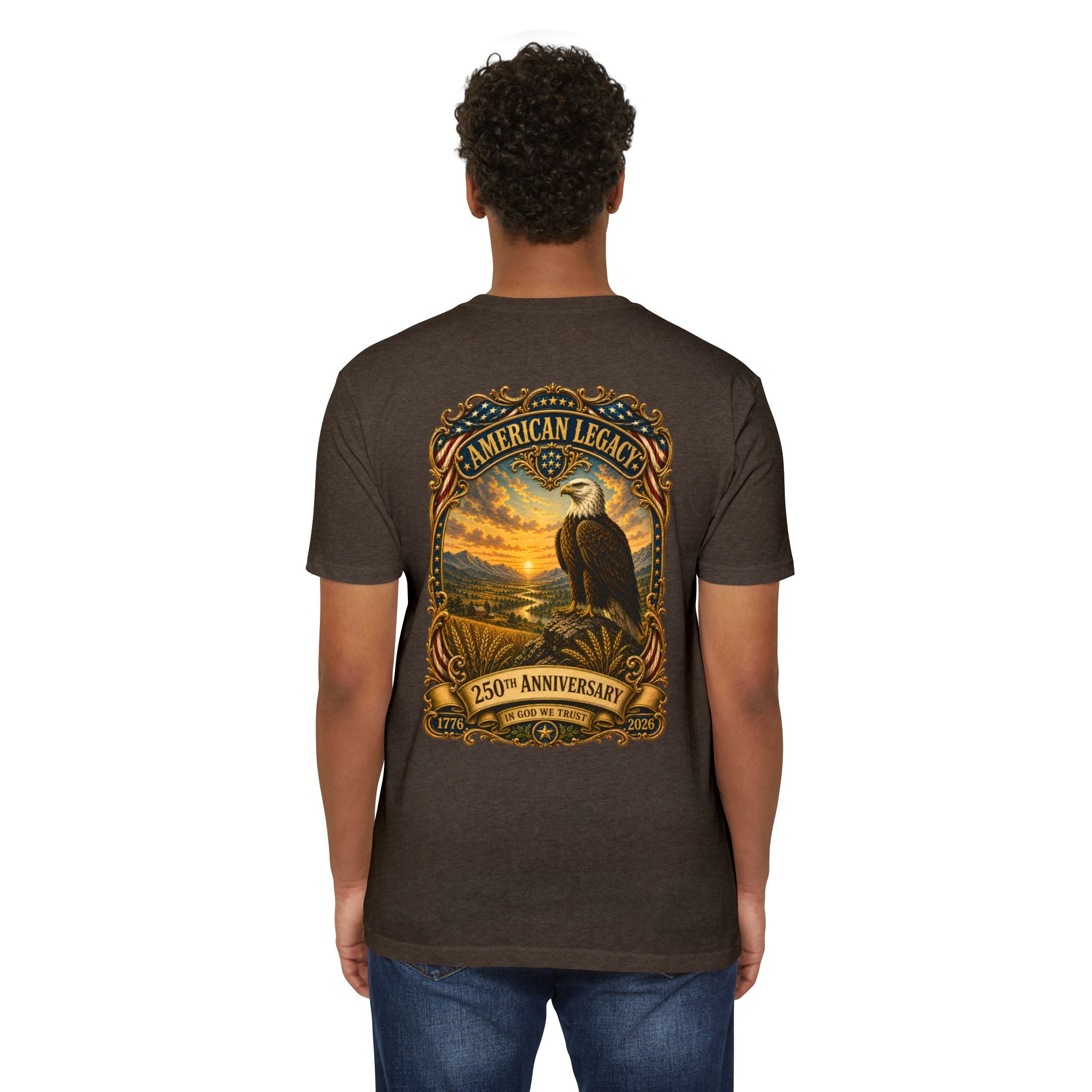 Heritage Print Co - American Legacy - USA 250th Anniversary with Eagle - 4th of July - Next Level 6210 CVC Super Soft T-Shirt